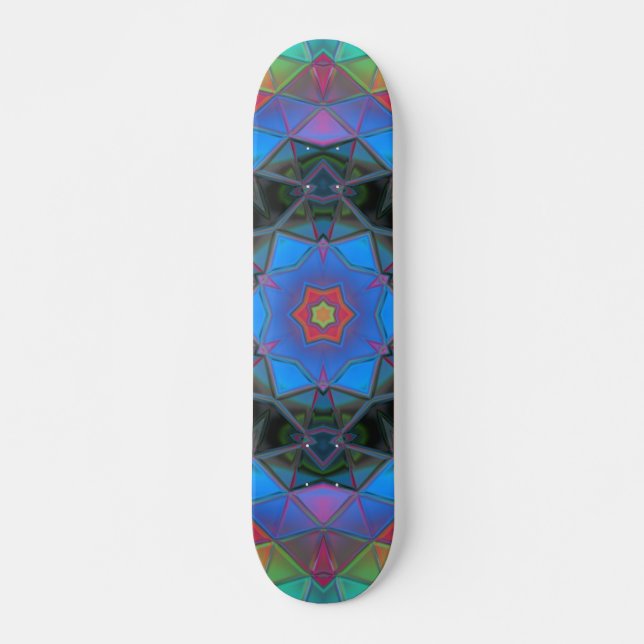 Mosaic Kaleidoscope Flower Rainbow Mini Skateboard Bräda 18,5 Cm (Framsida)