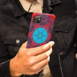 Mosaic Kaleidoscope Flower Red and Blue
