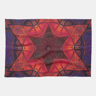 Mosaic Kaleidoscope Flower Red and Lila Kökshandduk