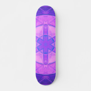 Mosaic Kaleidoscope Flower Rosa and Blue Mini Skateboard Bräda 18,5 Cm