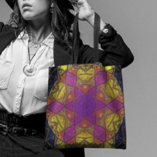Mosaic Kaleidoscope Flower Rosa and Gult Tygkasse