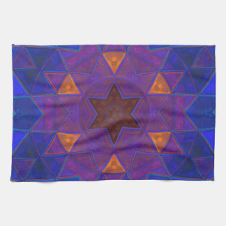 Mosaic Kaleidoscope Flower Rosa Blue och Gult Kökshandduk