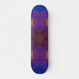 Mosaic Kaleidoscope Flower Rosa Blue och Gult Mini Skateboard Bräda 18,5 Cm