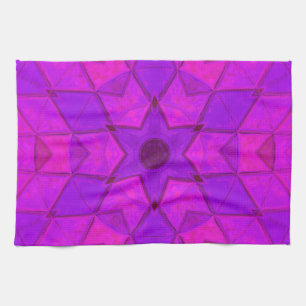 Mosaic Kaleidoscope Flower Rosa Kökshandduk