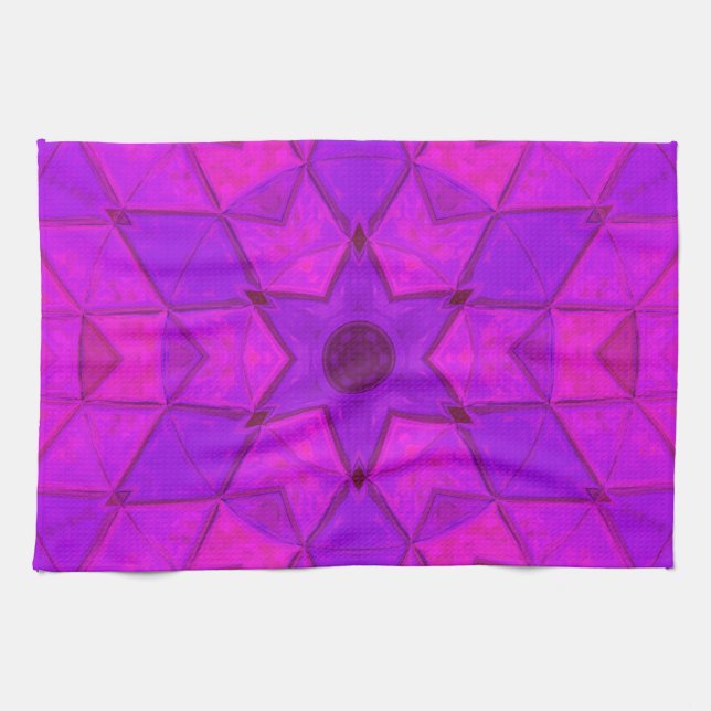 Mosaic Kaleidoscope Flower Rosa Kökshandduk (Horisontell)