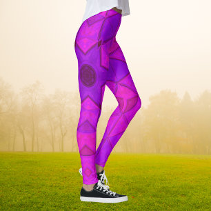 Mosaic Kaleidoscope Flower Rosa Leggings