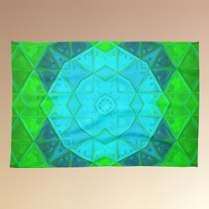 Mosaic Kaleidoscope Square Grönt och Blue Kökshandduk