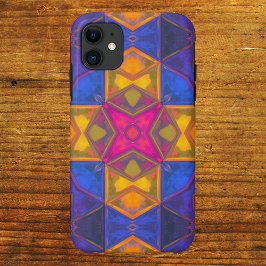 Mosaic Kaleidoscope Square Gult Blue och Rosa
