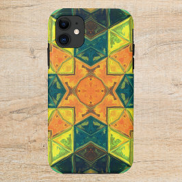 Mosaic Kaleidoscope Square Orange Gult och Grönt