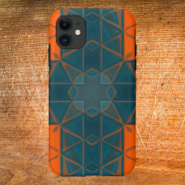 Mosaic Kaleidoscope Square Orange och Blue