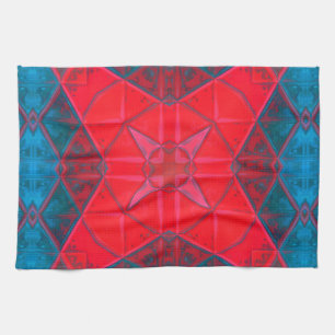 Mosaic Kaleidoscope Square Red and Blue Kökshandduk