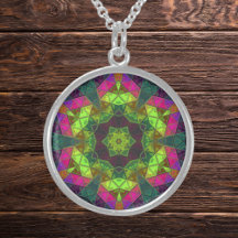 Mosaic Kaleidoskop Flower Grönt Rosa and Lila