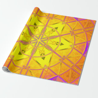 Mosaic Kaleidoskop Flower Gult and Lila Presentpapper