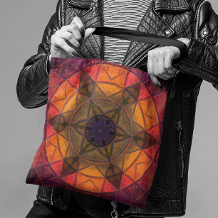 Mosaic Kaleidoskop Flower Gult and Lila Tygkasse