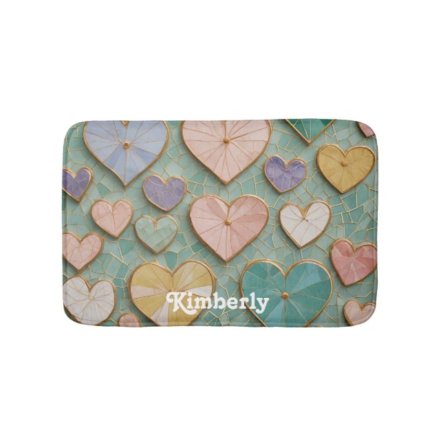 Mosaic Kärlek: Pastel Hearts Badrumsmatta (Framsidan)