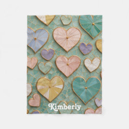 Mosaic Kärlek: Pastel Hearts Fleecefilt