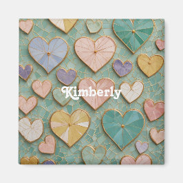 Mosaic Kärlek: Pastel Hearts Magnet