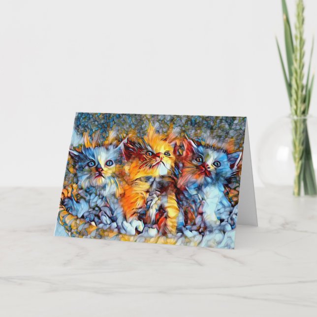 Mosaic Kittens blankgratulationskort Tack Kort (Framsida)
