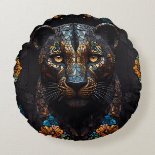 Mosaic Leopard Majesty Rund Kudde