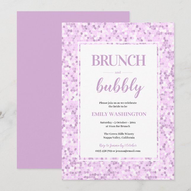 Mosaic Lila Brunch & Bubbly-inbjudan Inbjudningar (Fram/baksida)