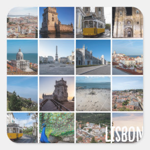 Mosaic Lissabon-foton, Portugal Fyrkantigt Klistermärke