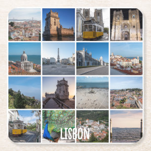 Mosaic Lissabon-foton, Portugal Underlägg Papper Kvadrat