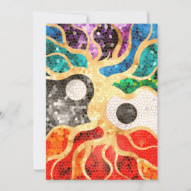 Mosaic Livets träd - Yin Yang Julkort (Framsida)