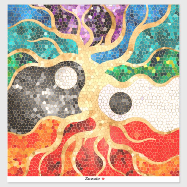 Mosaic Livets träd - Yin Yang Klistermärken (Ark)