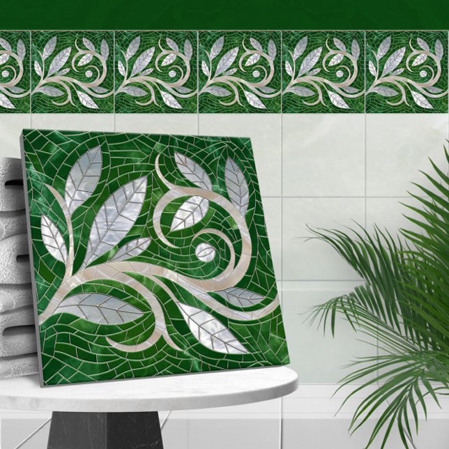 Mosaic Löv Swirl ornament Kakelplatta (Skapare uppladdad)