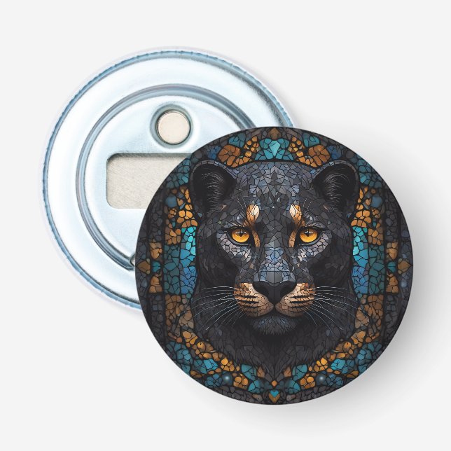Mosaic Majesty: The Black Panther Flasköppnare (Framsidan)