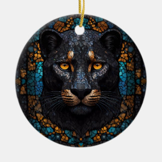 Mosaic Majesty: The Black Panther Julgransprydnad Keramik