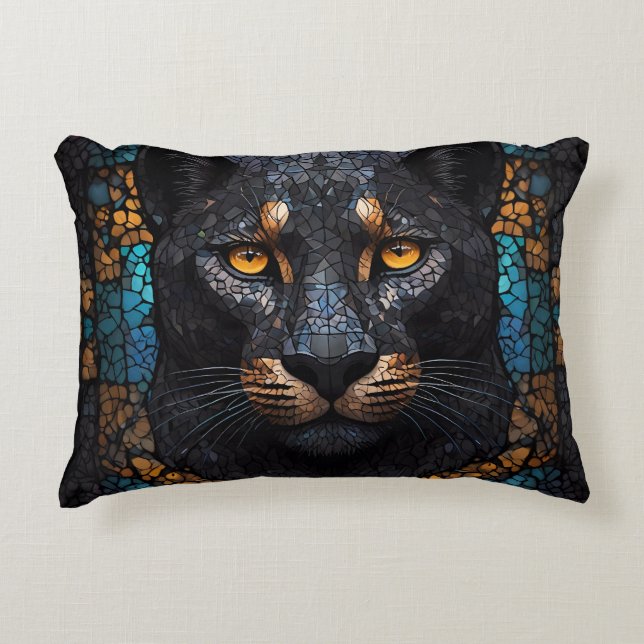 Mosaic Majesty: The Black Panther Prydnadskudde (Framsidan)