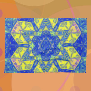Mosaic Mandala Blue och Gult Kökshandduk