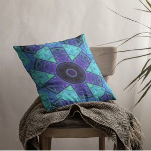 Mosaic Mandala Blue och Lila Kudde