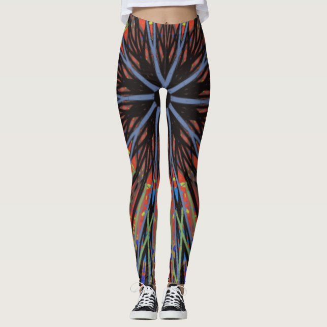 Mosaic Mandala Blue och Lila Leggings (Framsida)
