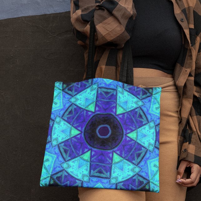 Mosaic Mandala Blue och Lila Tygkasse (Skapare uppladdad)