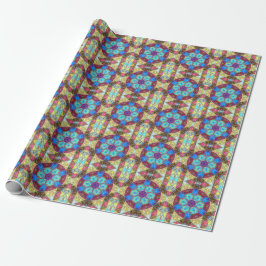 Mosaic Mandala Blue Rosa och Gult Presentpapper