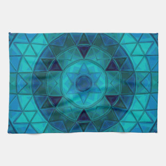 Mosaic Mandala Flower Blue Kökshandduk