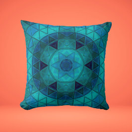 Mosaic Mandala Flower Blue Kudde