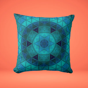 Mosaic Mandala Flower Blue Kudde