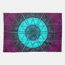 Mosaic Mandala Flower Blue och Lila Kökshandduk