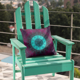 Mosaic Mandala Flower Blue och Lila Kudde