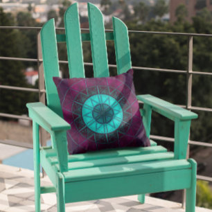 Mosaic Mandala Flower Blue och Lila Kudde