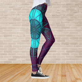 Mosaic Mandala Flower Blue och Lila Leggings