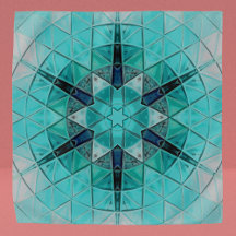 Mosaic Mandala Flower Blue och White