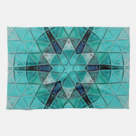 Mosaic Mandala Flower Blue och White Kökshandduk