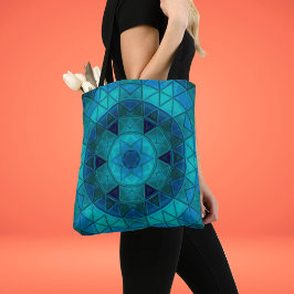 Mosaic Mandala Flower Blue Tygkasse