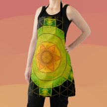 Mosaic Mandala Flower Grönt Orange and Black