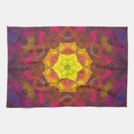 Mosaic Mandala Flower Gults Rosa och Lila Kökshandduk