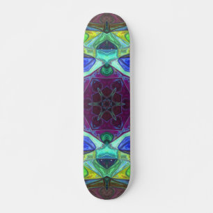 Mosaic Mandala Flower Lila Blue och Grönt Mini Skateboard Bräda 18,5 Cm